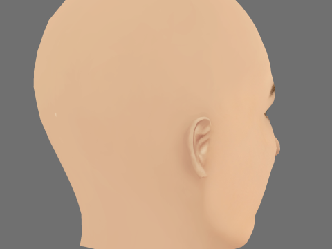 Antje Traue Head - Saçsız - Oyun için düşük poli kafa 3D Model