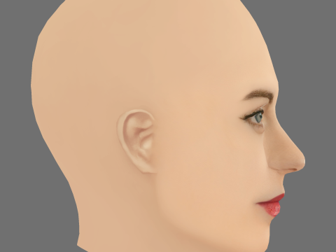 Antje Traue Head - Saçsız - Oyun için düşük poli kafa 3D Model