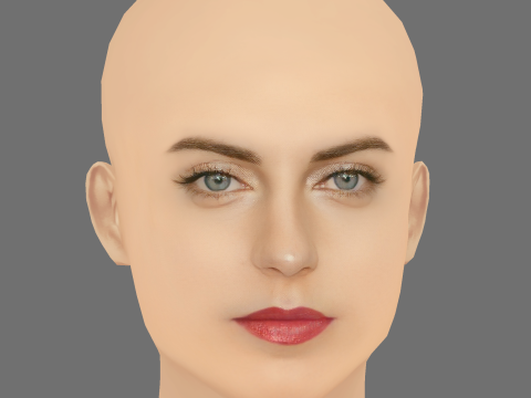 Antje Traue Head - Saçsız - Oyun için düşük poli kafa 3D Model