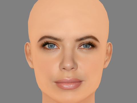 Голова Ешлі Бенсон - без волосся - низькополігональна голова для гри 3D Модель