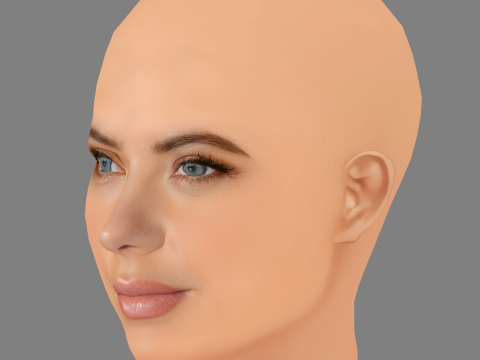 Голова Ешлі Бенсон - без волосся - низькополігональна голова для гри 3D Модель