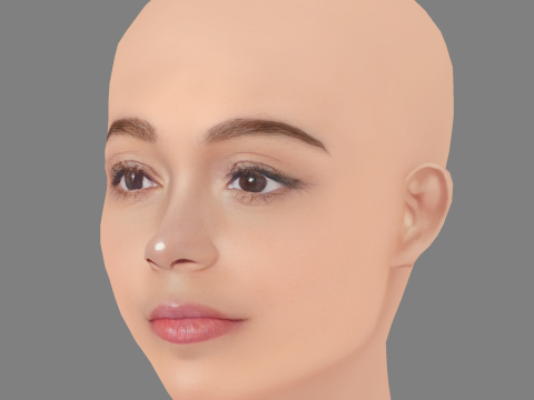 Голова Ешлі Мадекве - без волосся - низькополігональна голова для гри 3D Модель