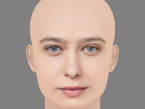 Cabeza de Asia Kate Dillon - Sin pelo - Cabeza de baja poli para juego Modelo 3D