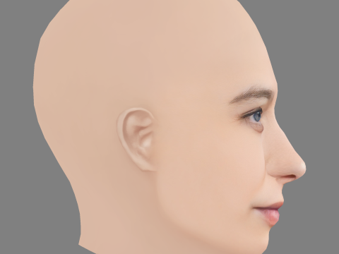 Cabeza de Asia Kate Dillon - Sin pelo - Cabeza de baja poli para juego Modelo 3D