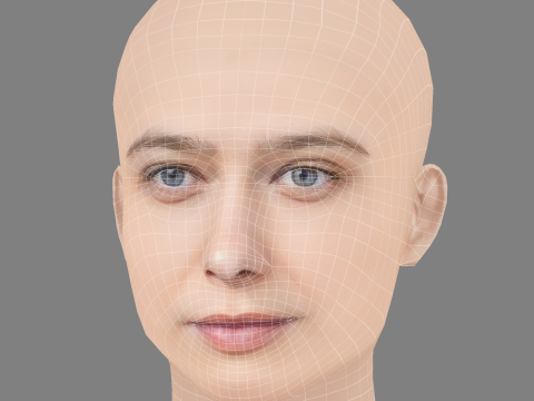 Cabeza de Asia Kate Dillon - Sin pelo - Cabeza de baja poli para juego Modelo 3D