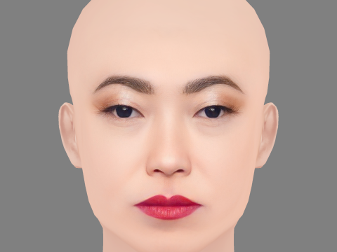 Awkwafina Head - No Hair - Low poly head for game 3D Model
