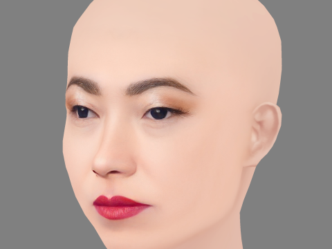 Awkwafina Head - No Hair - Low poly head for game 3D Model