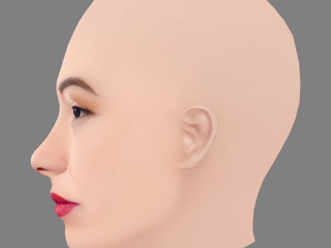 Awkwafina Head - No Hair - Low poly head for game 3D Model