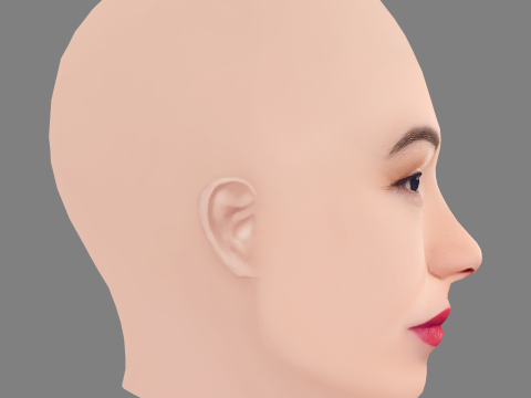 Awkwafina Head - No Hair - Low poly head for game 3D Model