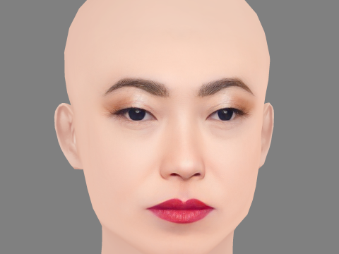 Awkwafina Head - No Hair - Low poly head for game 3D Model