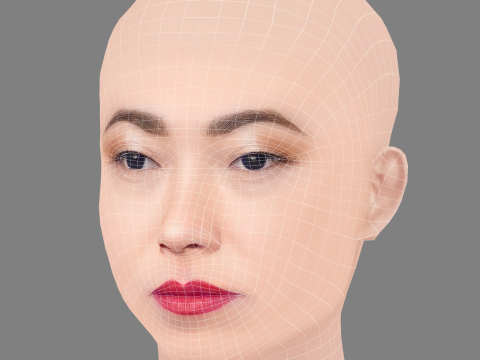 Awkwafina Head - No Hair - Low poly head for game 3D Model