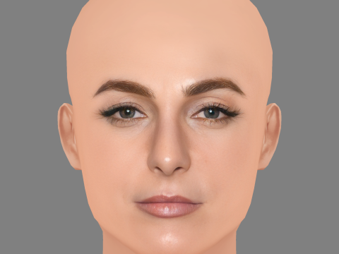 ऐलेट ज़्यूरर हेड - नो हेयर - गेम के लिए लो पॉली हेड 3D मॉडल