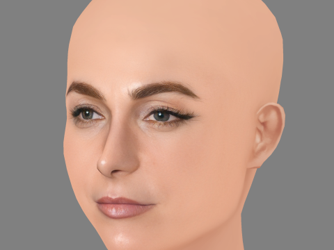 ऐलेट ज़्यूरर हेड - नो हेयर - गेम के लिए लो पॉली हेड 3D मॉडल