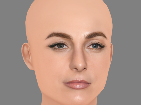 ऐलेट ज़्यूरर हेड - नो हेयर - गेम के लिए लो पॉली हेड 3D मॉडल