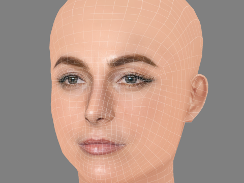 ऐलेट ज़्यूरर हेड - नो हेयर - गेम के लिए लो पॉली हेड 3D मॉडल