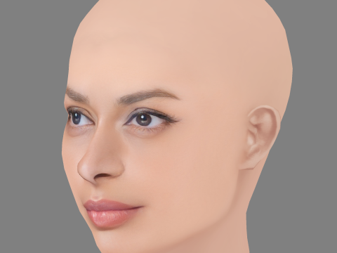 Ayesha Dharker Head - No Hair - Low poly head for game 3D Model
