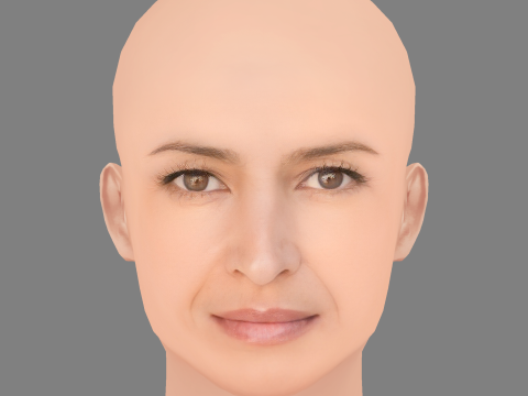 Голова Bahia Haifi — без волос — низкополигональная голова для игры 3D Модель