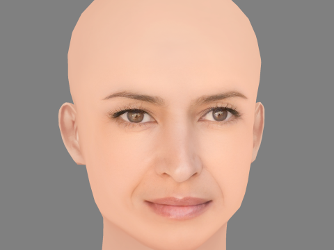 Голова Bahia Haifi — без волос — низкополигональная голова для игры 3D Модель