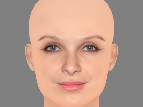 Голова Beau Garrett - без волосся - низькополігональна голова для гри 3D Модель