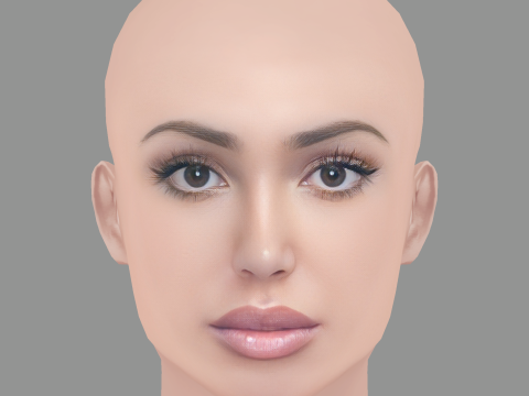 Bianca Censori Head - No Hair - Low poly head for game 3D Model