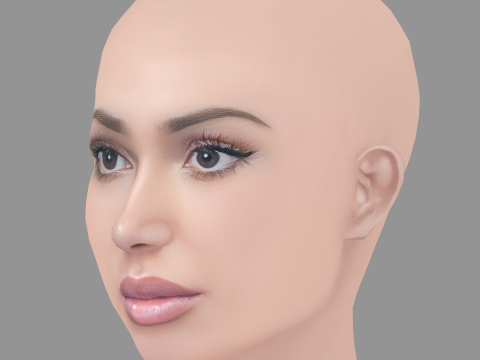 Bianca Censori Head - No Hair - Low poly head for game 3D Model