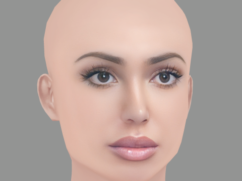 Bianca Censori Head - No Hair - Low poly head for game 3D Model