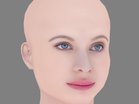 Bonnie Piesse ヘッド - 髪なし - ゲーム用の低ポリヘッド 3Dモデル
