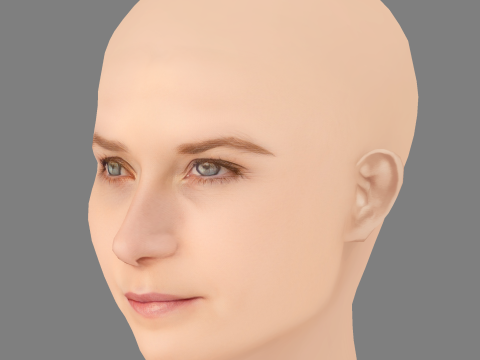 Bonnie Wright Head - No Hair - Low poly head for game 3D Model