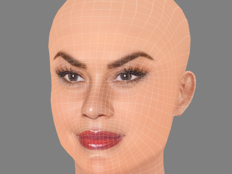 Brittany Cartwright Head - Tanpa Rambut - Kepala poli rendah untuk permainan Model 3D