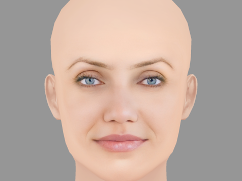 キャメロン・ディアスの頭 - 髪なし - ゲーム用の低ポリ頭 3Dモデル