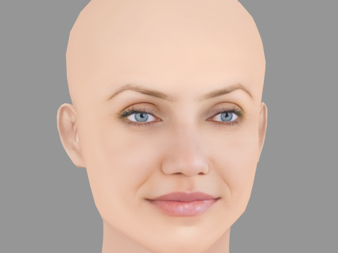 キャメロン・ディアスの頭 - 髪なし - ゲーム用の低ポリ頭 3Dモデル
