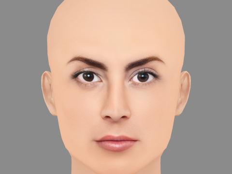 Camille Fishel Head - Tanpa Rambut - Kepala poli rendah untuk permainan Model 3D