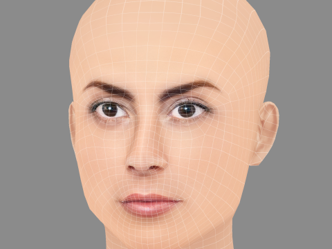 Camille Fishel Head - Tanpa Rambut - Kepala poli rendah untuk permainan Model 3D