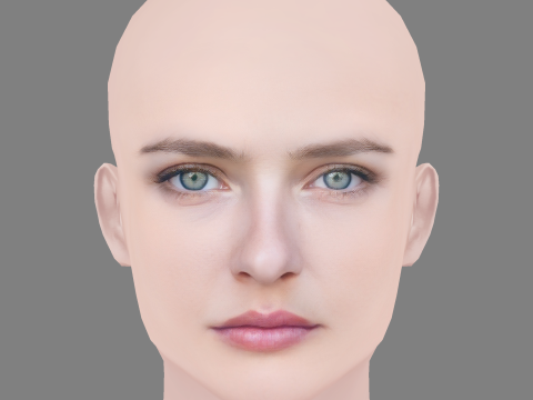 Camille Razat Head - 无头发 - 低聚游戏头 3D 模型