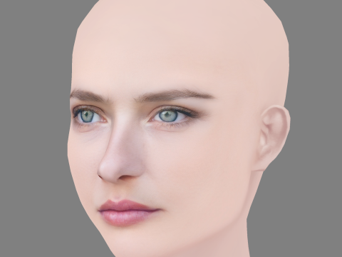 Camille Razat Head - 无头发 - 低聚游戏头 3D 模型
