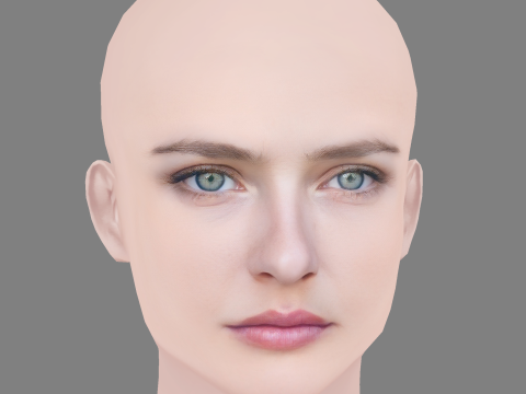 Camille Razat Head - 无头发 - 低聚游戏头 3D 模型