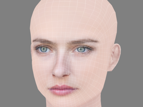 Camille Razat Head - 无头发 - 低聚游戏头 3D 模型