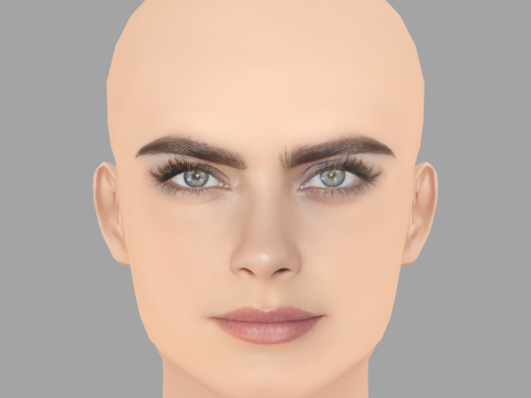 Cabeza de Cara Delevingne - Sin pelo - Cabeza de baja poli para juego Modelo 3D