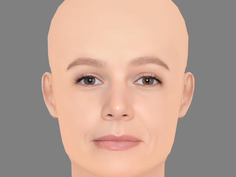 Carey Mulligan ヘッド - 髪なし - ゲーム用の低ポリヘッド 3Dモデル