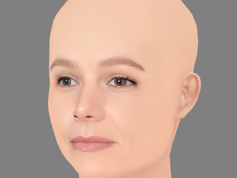 Carey Mulligan ヘッド - 髪なし - ゲーム用の低ポリヘッド 3Dモデル