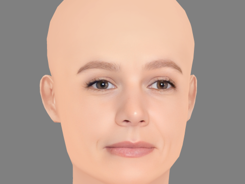Carey Mulligan ヘッド - 髪なし - ゲーム用の低ポリヘッド 3Dモデル