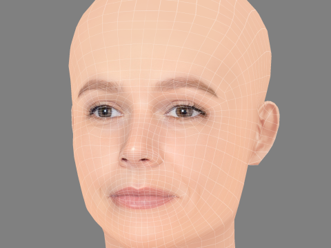 Carey Mulligan ヘッド - 髪なし - ゲーム用の低ポリヘッド 3Dモデル