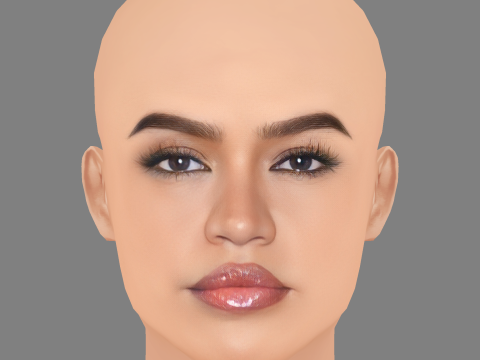 Cassie Ventura 헤드 - 머리카락 없음 - 게임용 로우 폴리 헤드 3D 모델