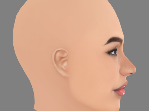 Cassie Ventura 헤드 - 머리카락 없음 - 게임용 로우 폴리 헤드 3D 모델