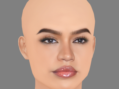 Cassie Ventura 헤드 - 머리카락 없음 - 게임용 로우 폴리 헤드 3D 모델