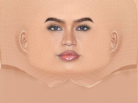 Cassie Ventura 헤드 - 머리카락 없음 - 게임용 로우 폴리 헤드 3D 모델