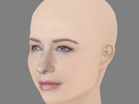 Cate Blanchett Head - No Hair - Low poly head for game 3D Model