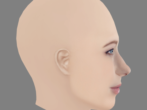 Cate Blanchett Head - No Hair - Low poly head for game 3D Model