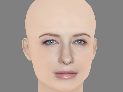 Cate Blanchett Head - No Hair - Low poly head for game 3D Model
