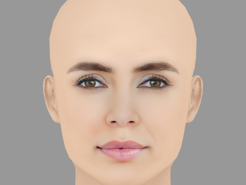 Caterina Murino 헤드 - 머리카락 없음 - 게임용 로우 폴리 헤드 3D 모델
